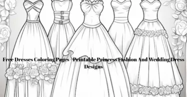 free dresses coloring pages printable princess fashion and wedding dress designs